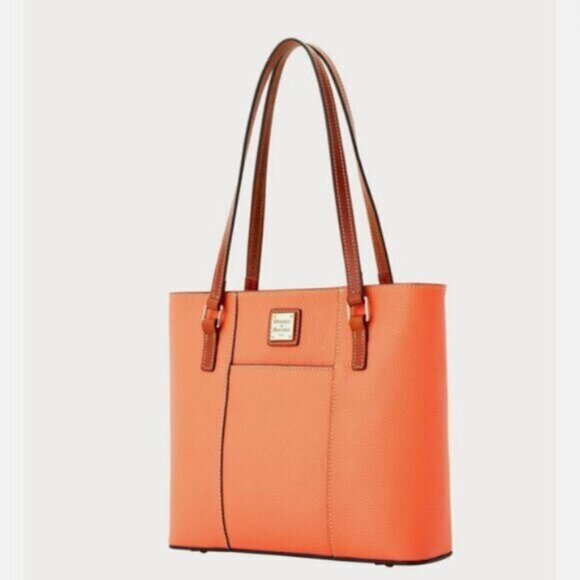 Dooney & Bourke Leather Small Lexington Pebbled Grain Shoulder Handbag Coral - Picture 1 of 13